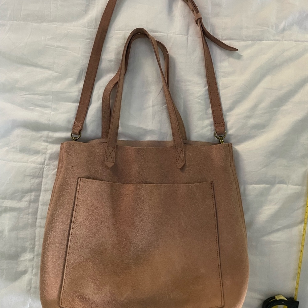 Madewell Pale Pink Suede Leather Tote